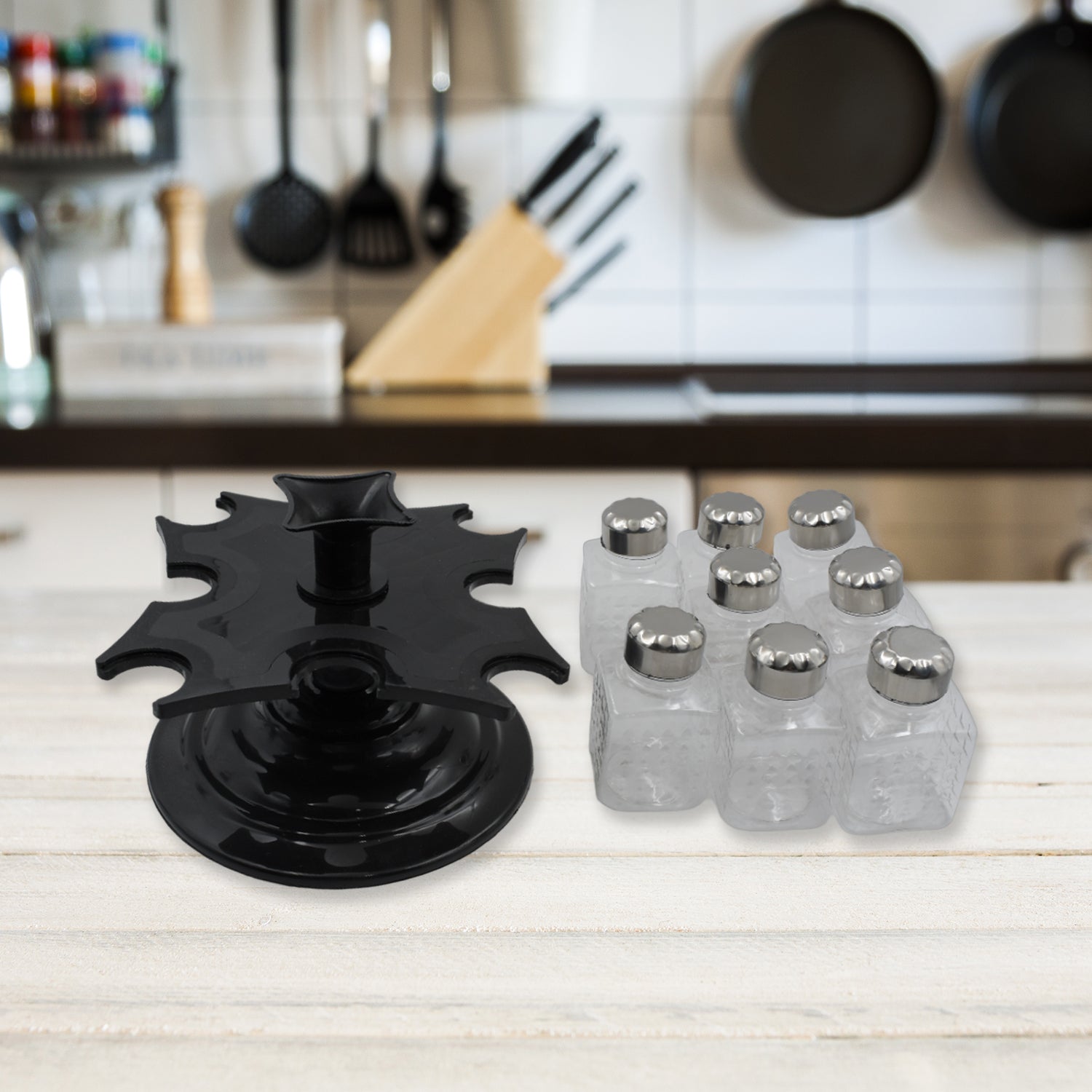 5502 All New Square 8 Bottle Design 360 Degree Revolving Spice Rack Container Condiment Pieces Set Square Small Container 5502 All New Square 8 Bottle Design 360 Degree Revolving Spice Rack Container Condiment Pieces Set Square Small Container